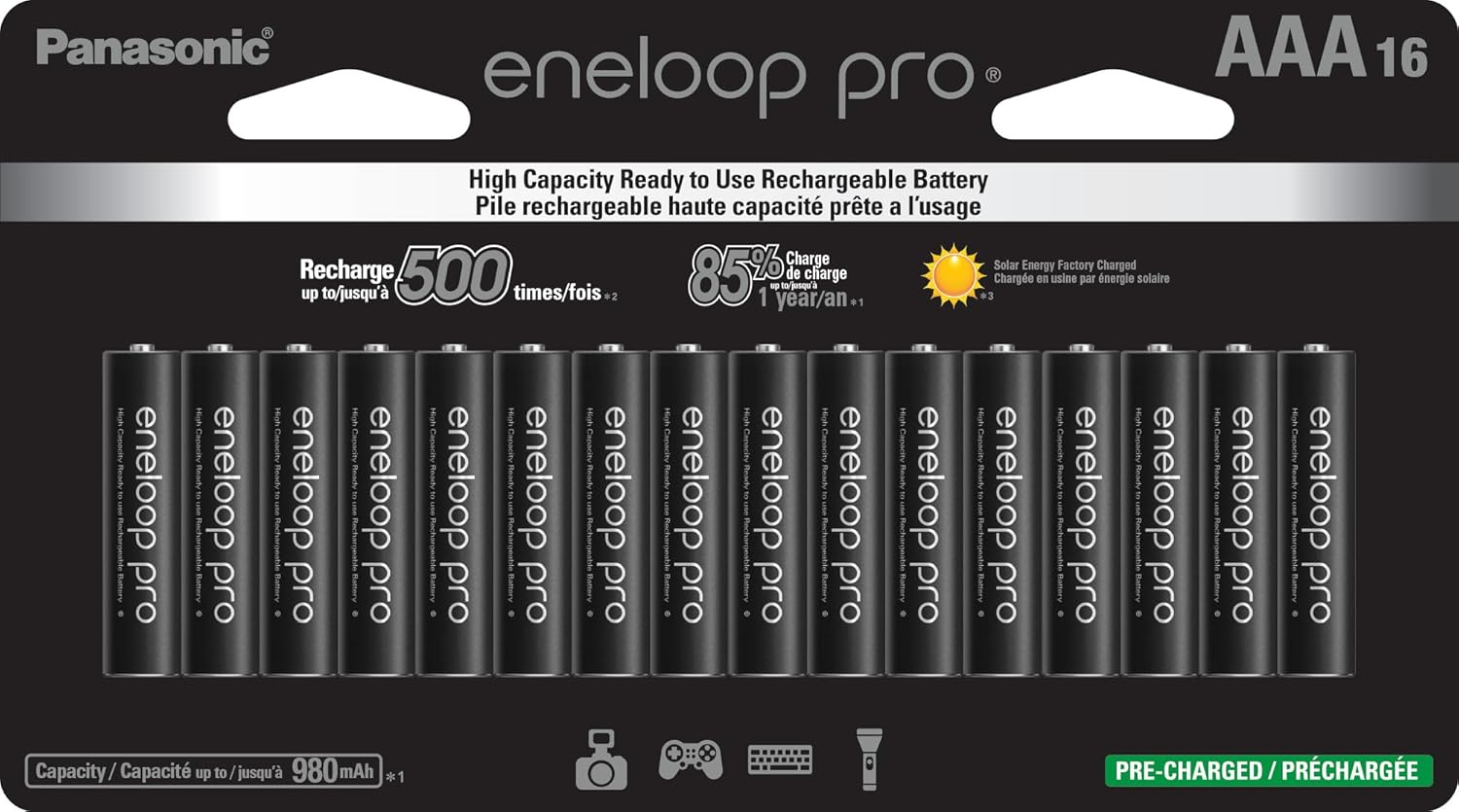 Panasonic BK-4HCCA16FA Eneloop Pro AAA High Capacity Ni-Mh Pre-Charged Rechargeable Batteries, 16 Pack image number 2