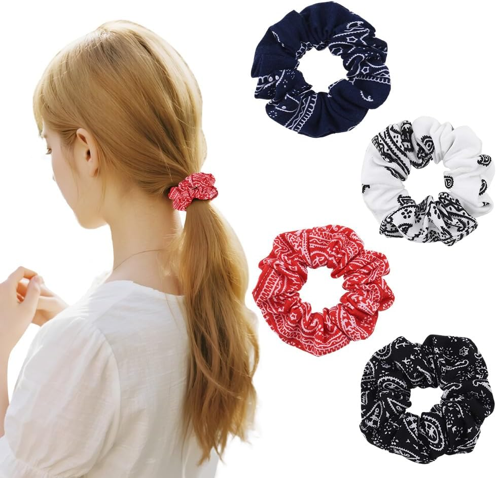 Scrunchy Hair Ties Bandana Hair Bow Ribbons for Women Bunny Ear Scrunchies for Women Girls Ponytail Holder
