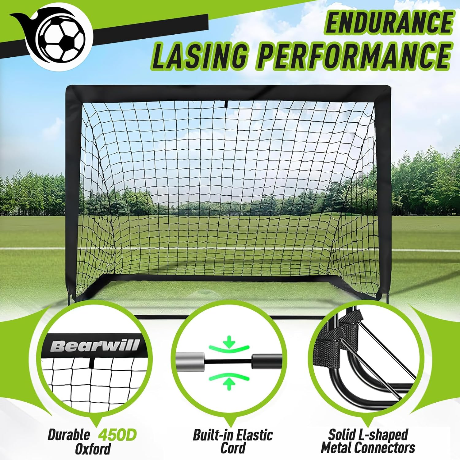 Soccer Goals with Portable Bag, Soccer Nets for Backyard with 10 Cones, Kids Soccer Goals, Soccer Training Equipment for Kids, Youth Games, Sports, Fit for Family Game Play image number 1