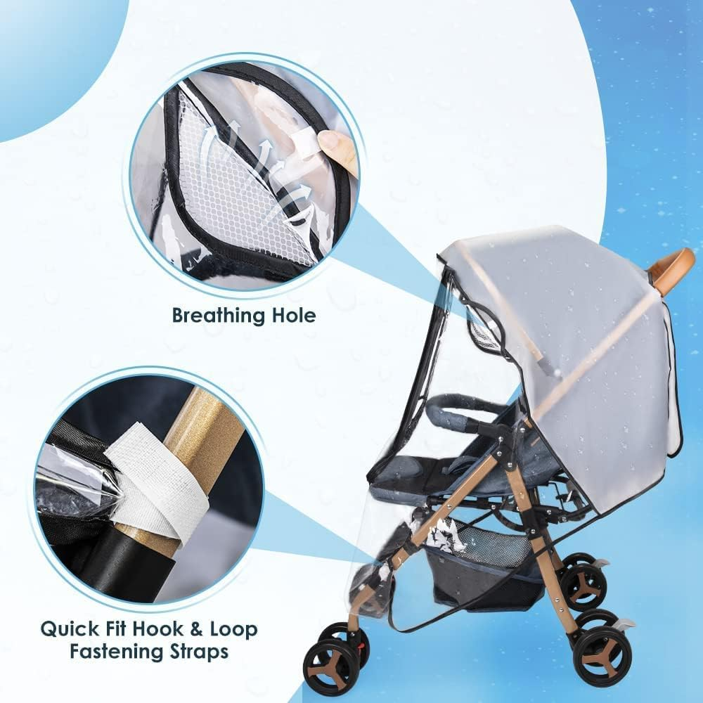 Slowton Universal Pushchair Rain Cover, Large Durable Raincover for Pram Stroller Rain Cold Wind Protective with Convenient Window Opening, Adjustable Easy Use Rain Shield Fits Most Pram image number 4