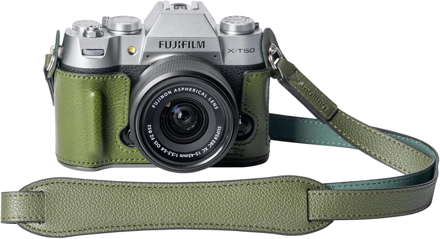 SMALLRIG X-T50 Half Leather Case Kit with Shoulder Strap, Retro Style Camera Case with Aluminum Alloy Frame for FUJIFILM X-T50, Green - 4711 image number 5