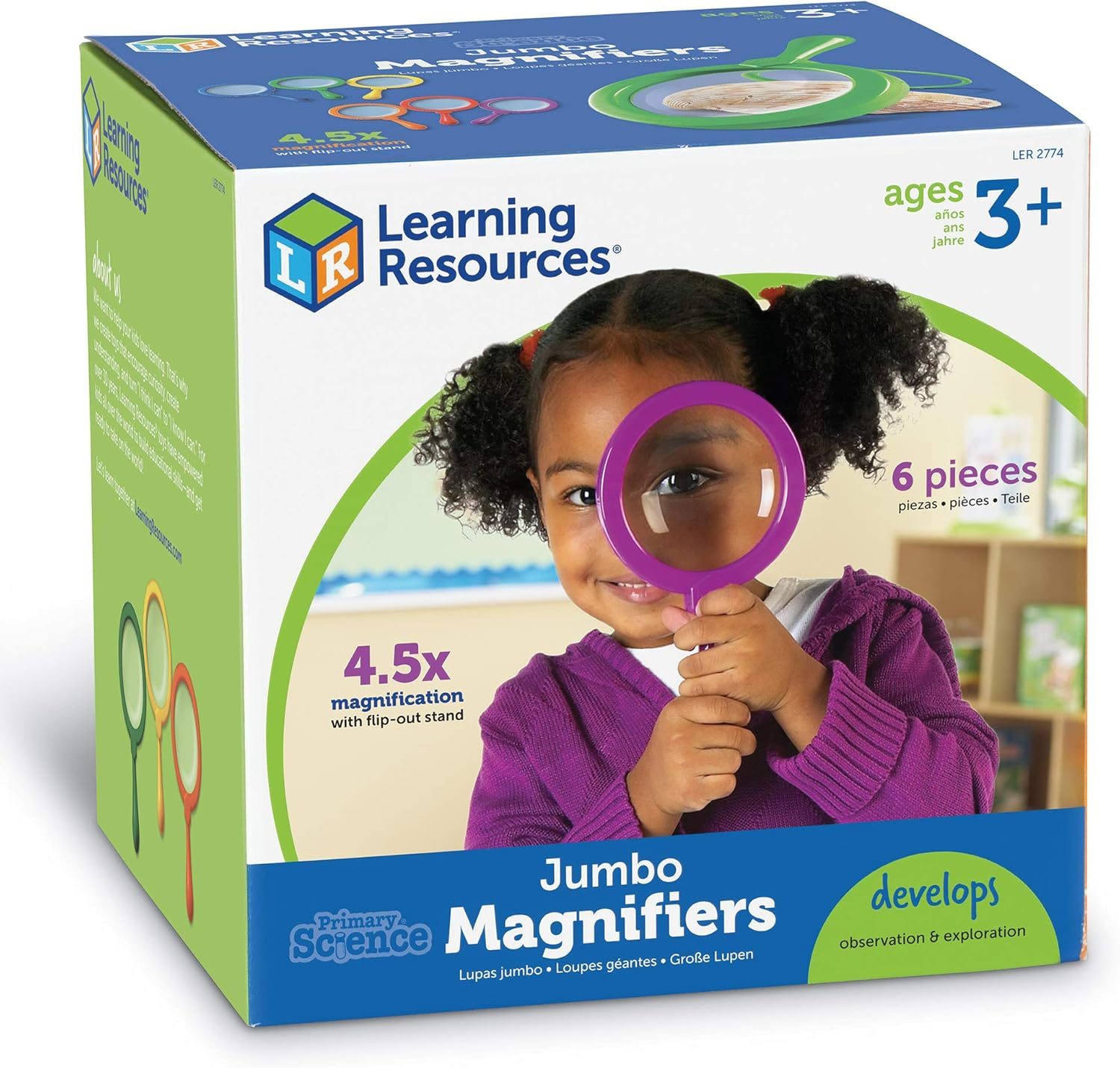 Learning Resources Jumbo Magnifiers, Exploration Play, Set of 6 Magnifiers, Ages 3+ image number 1