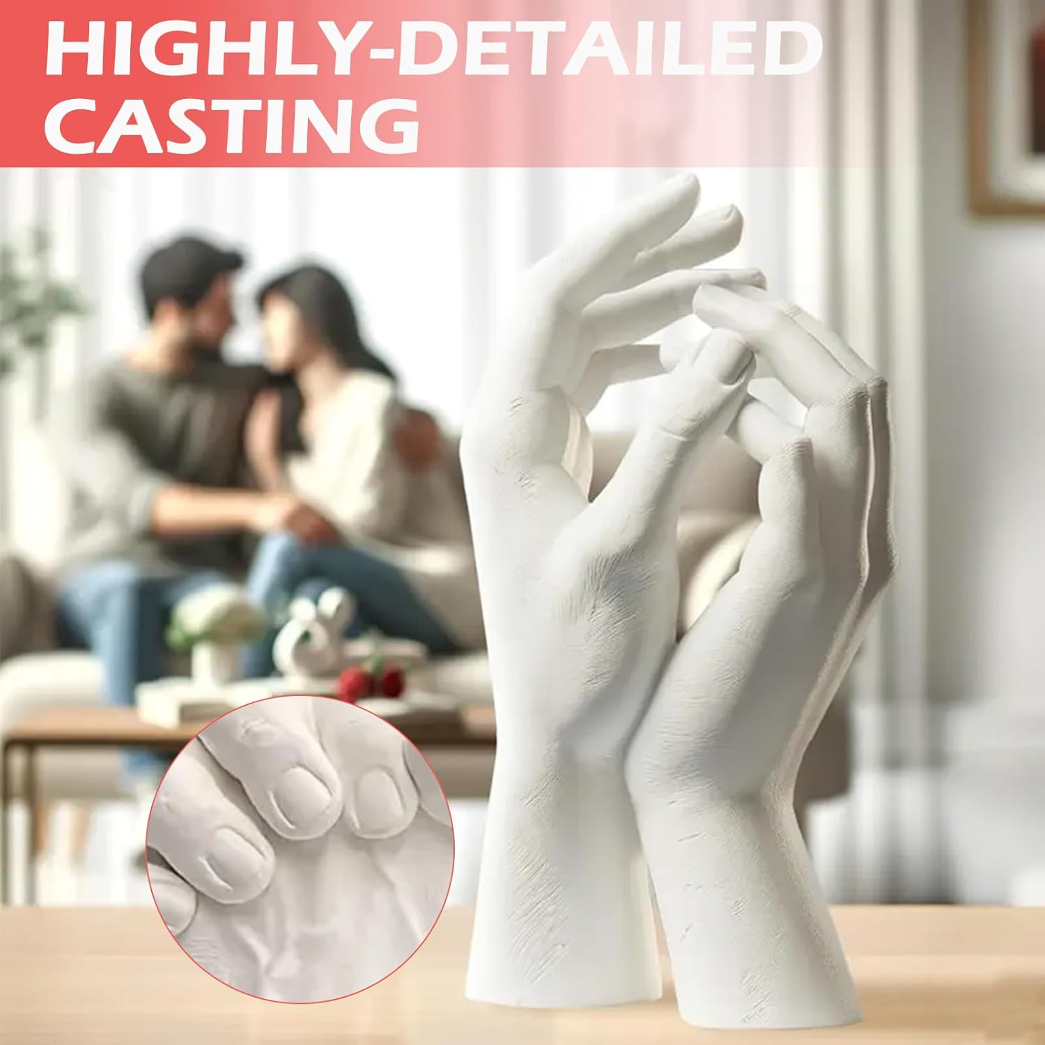 Plaster Hand Casting Kit for Couples, Hand Mold Keepsake Kit - Parent-Child Set, Couples Gifts for Anniversary, Mothers Day, Valentines Day, Christmas, Wedding Engagement image number 4