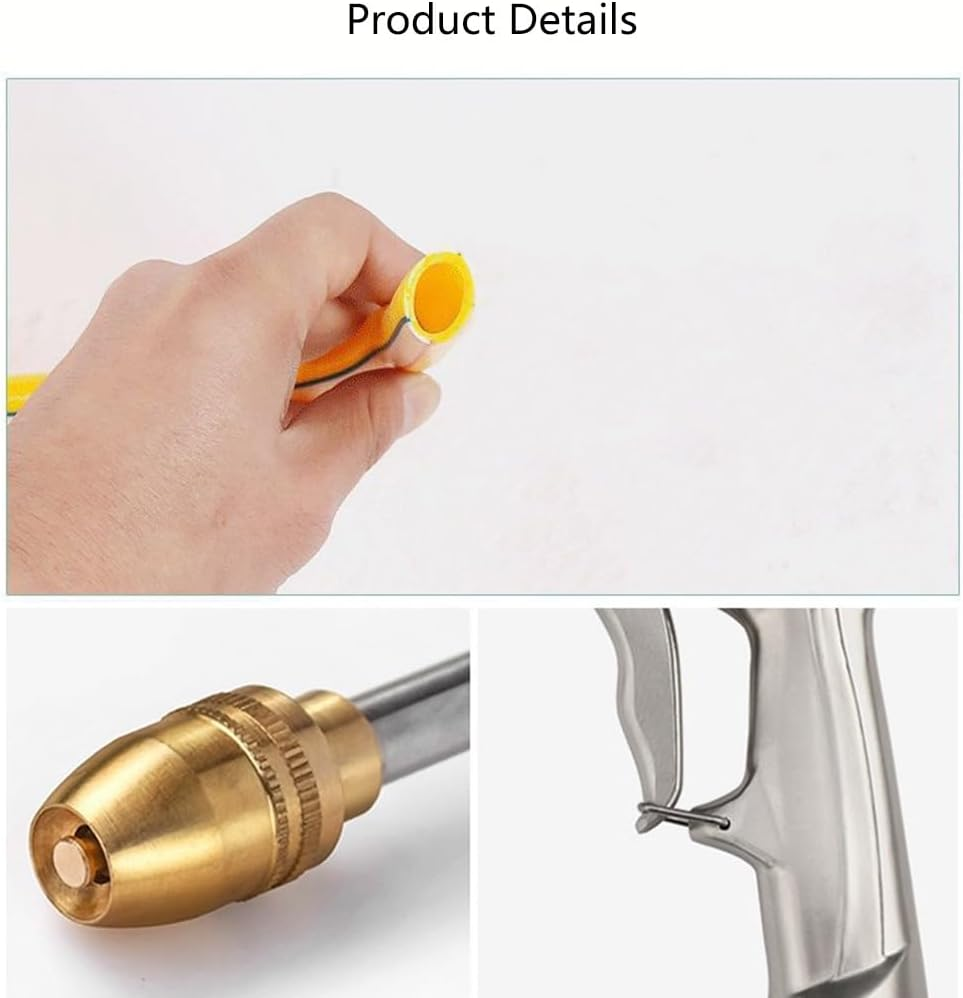 Garden Hose Nozzle with Foam Kettle and 10M Hose, 3/4 Extra-Strong Solid Brass Connectors for Garden Hose, for Watering Plants,Lawn& Garden,Washing Cars,Cleaning,Showering Pets & Outdoor Fun image number 3