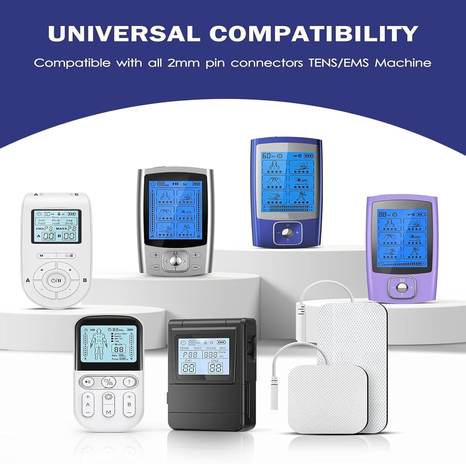 TENS Unit Replacement Electrode Pads, 20 Pcs Reusable Self-Adhesive Electrodes Pads,Latex Free Pigtail TENS Pads,Skin-Friendly,Compatible with TENS, Etekcity, Nicwell Care Tens