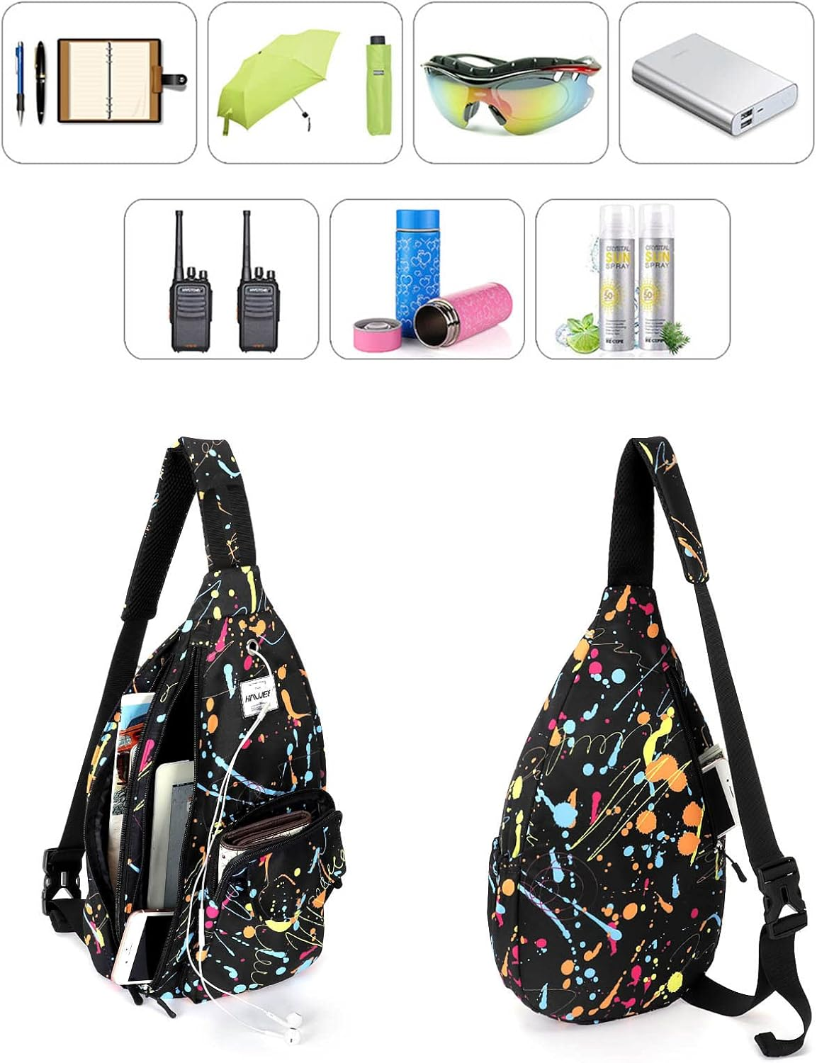 HAWEE Backpack Sling for Women Anti-Water Crossbody Bag Inclined Adjustable Pack image number 2