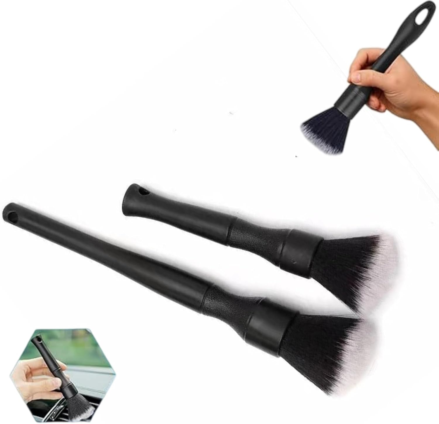 Car Detailing Brush Set, 2 Sizes, Ultra-Soft Bristles, Interior Exterior No Scratch for Cleaning Air Vent Engine ，Seat Wheel, Interior and Exterior Cleaning, Dashboard, Wheels image number 1