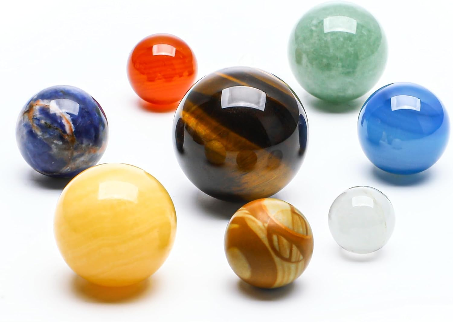 Natural Gemstones Solar System Model Multicolor Space Decor 8 Planets Model Kit Chakra Reiki Healing Crystal Ball Set for Boys Girls Men Women 8Pcs image number 1