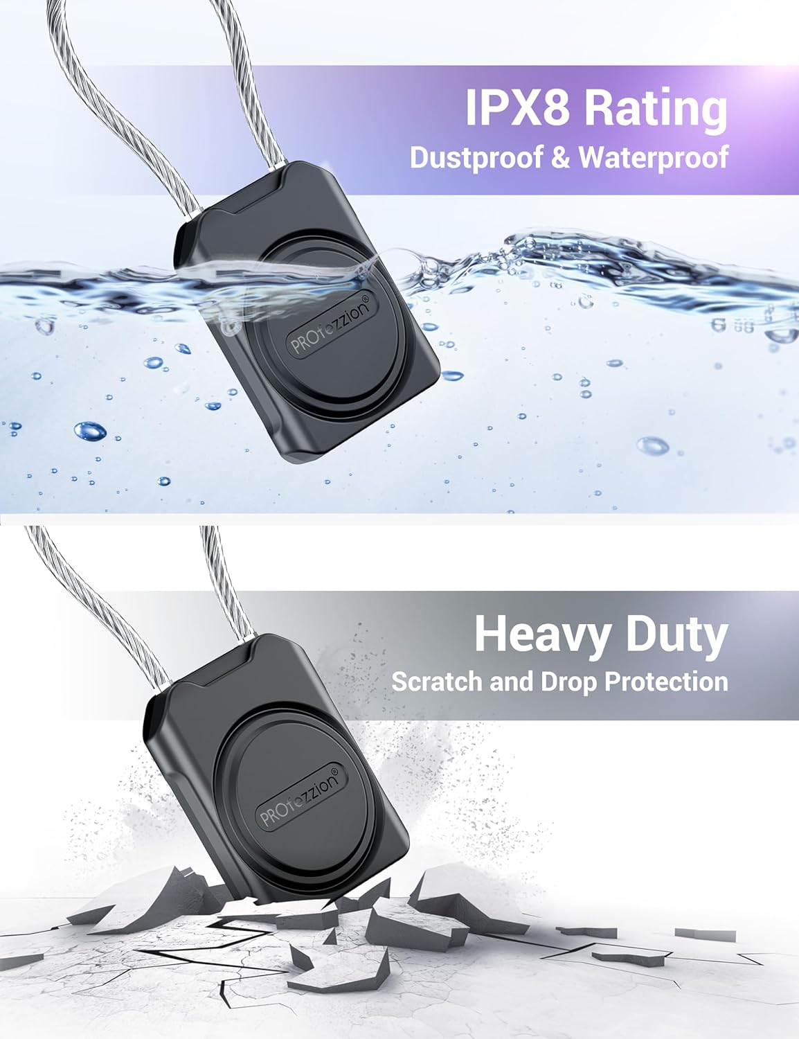 Profezzion Secure Airtag Holder with Metal Wire Cable for Luggage, IPX8 Waterproof Hard Shell Hidden Air Tag Case with Allen Key Locking System for Travel Suitcase, Backpacks, Keys, Pets & More - 2Pcs Black image number 7