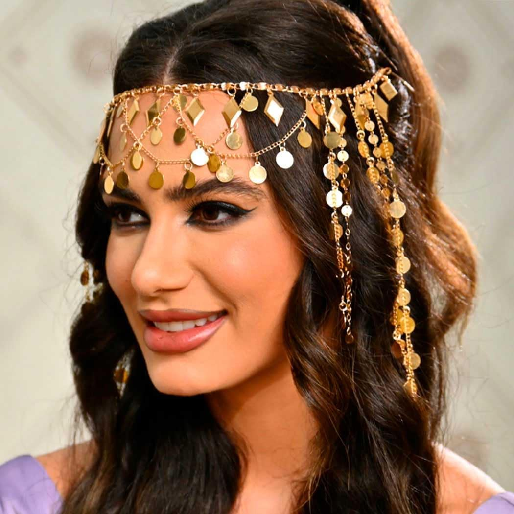 Fashband Gold Sequin Tassel Headband Festival Costume Headpiece Hair Accessories for Women image number 6