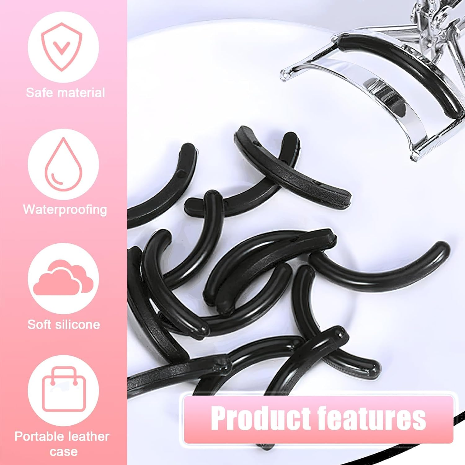 Eyelash Curler Pads, 30 Pcs Silicone Eyelash Curler Pads, Eyelash Curler Strip for Universal Eyelash Curler (Black) image number 5
