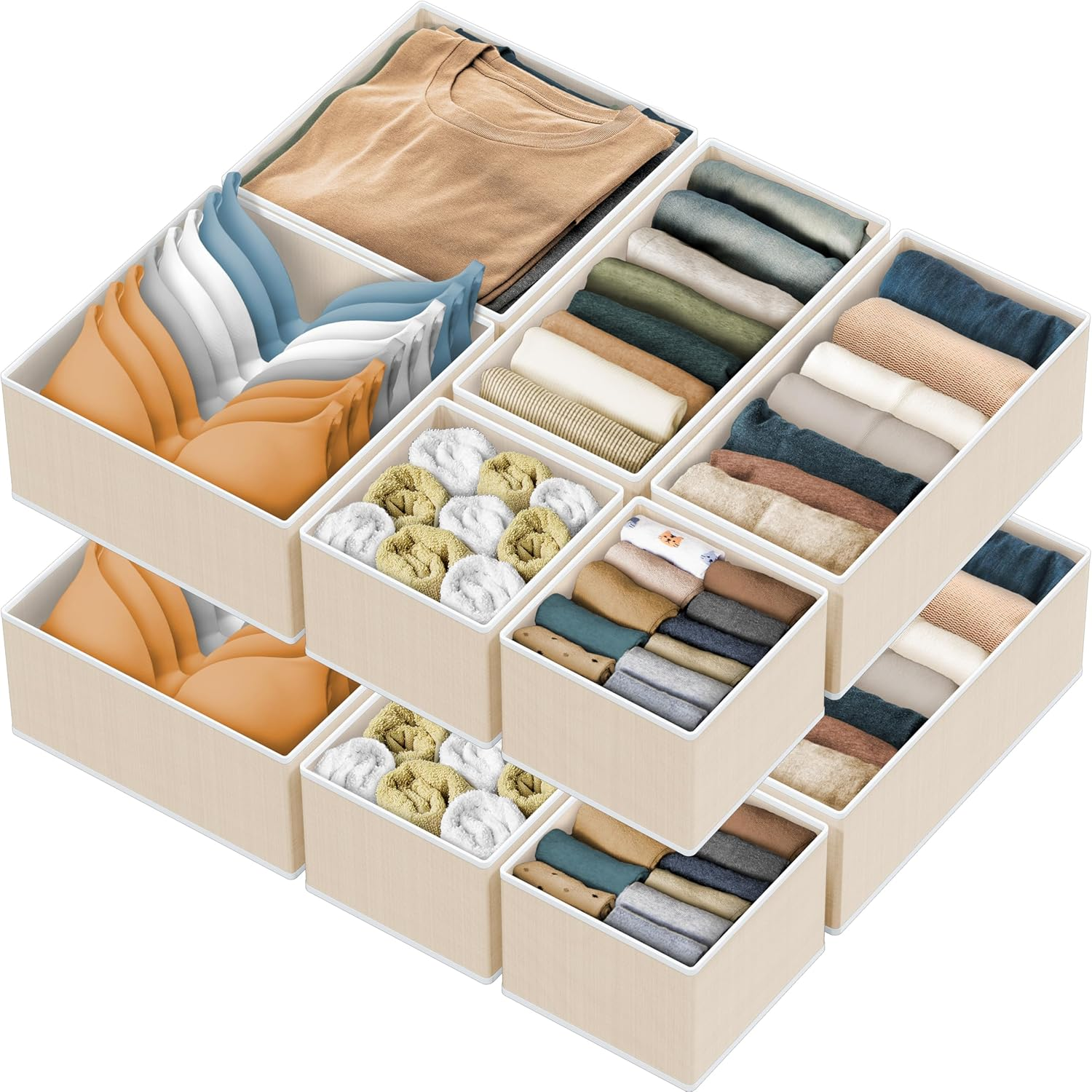 Simple Houseware Clothes Drawer Organiser, 12 Pack, Beige image number 6