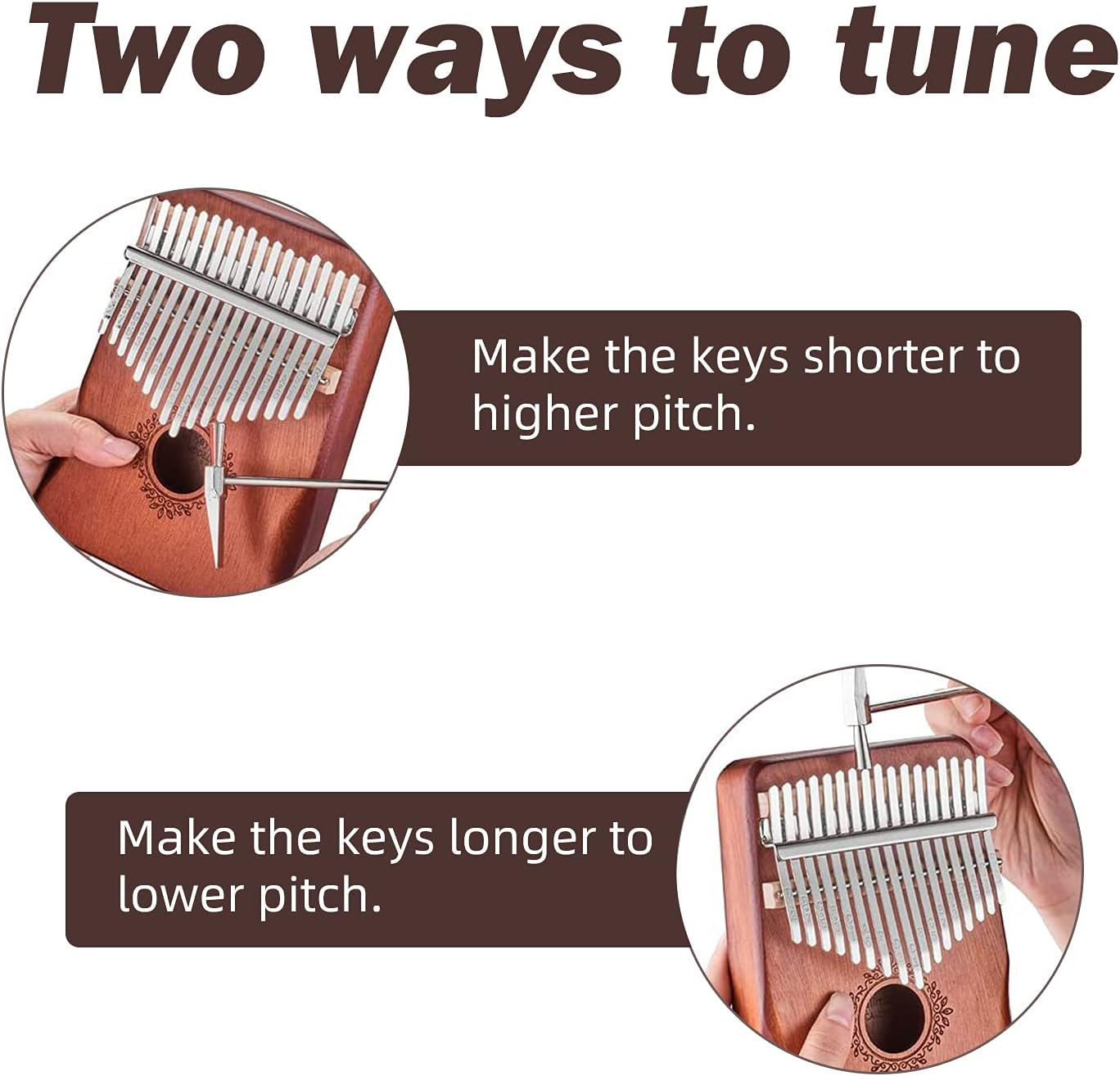 17 Keys Thumb Piano Worthplanet Wood Finger Piano Kalimba Thumb Piano Solid Finger Piano Mahogany Body for Beginners and Professionals W150001 image number 2