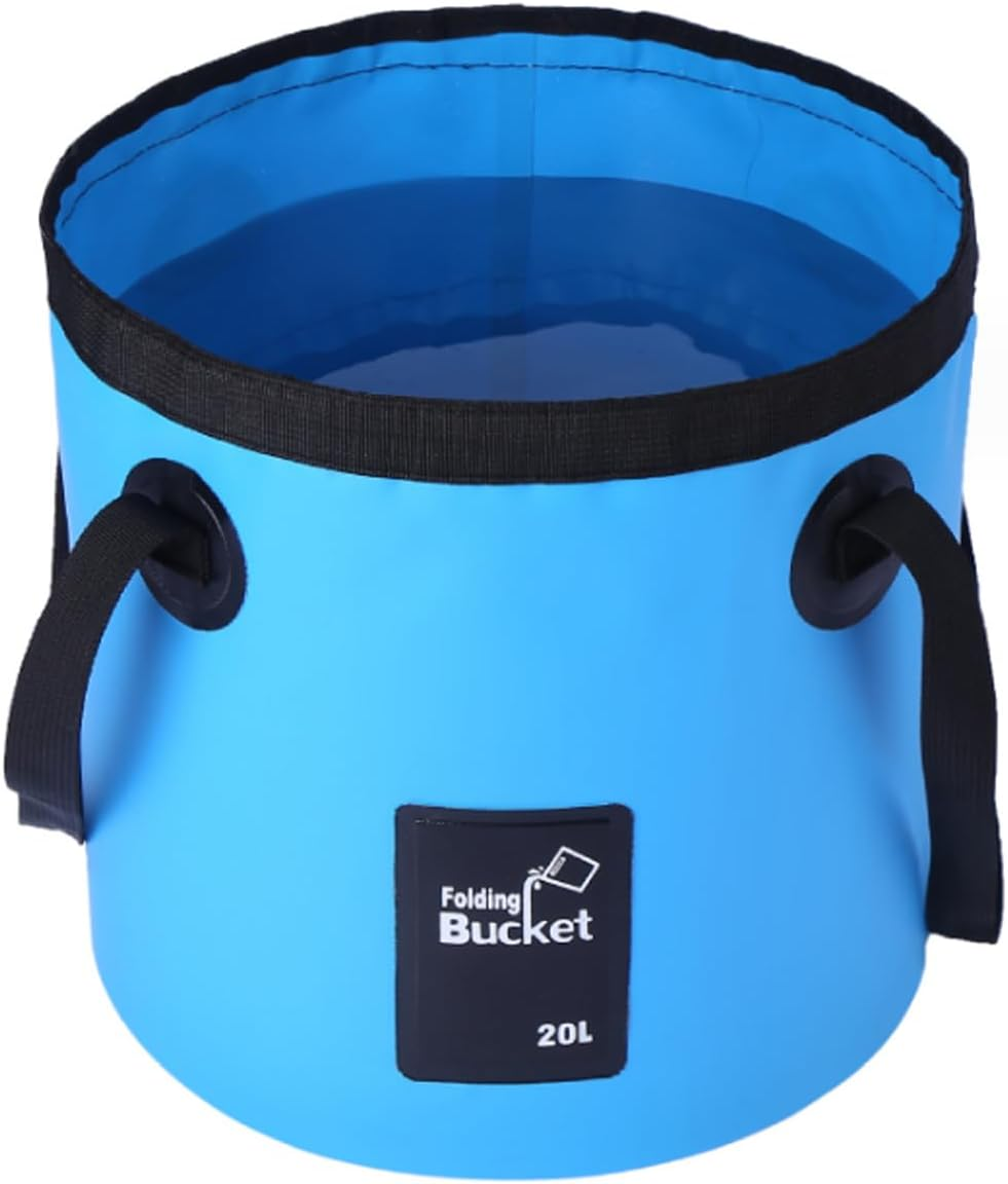 5.2 Gallon Bucket(20L),Collapsible Bucket with Handle, Portable Camping Water Container, Ultra Lightweight Outdoor Basin Fishing Bucket, Folding Bucket for Fishing, Hiking, Car Washing