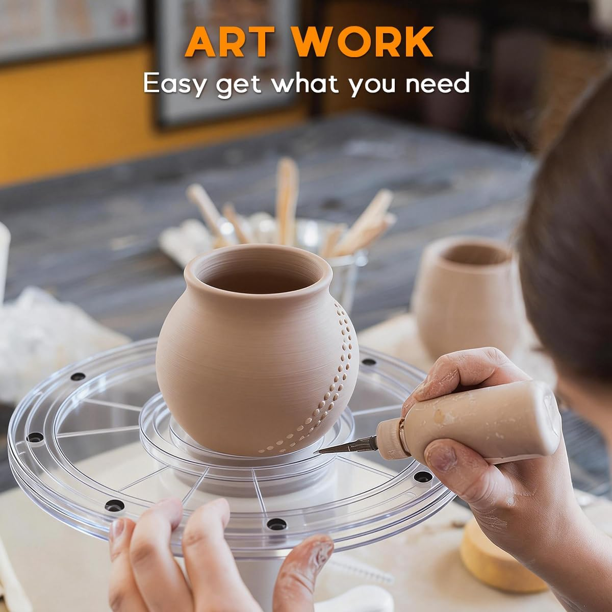 6 Inch Clear Acrylic Lazy Susan Turntable Organizer Ball Bearing Revolving Display Base Kitchen Spice Rack Cake Makeup Table Decorating