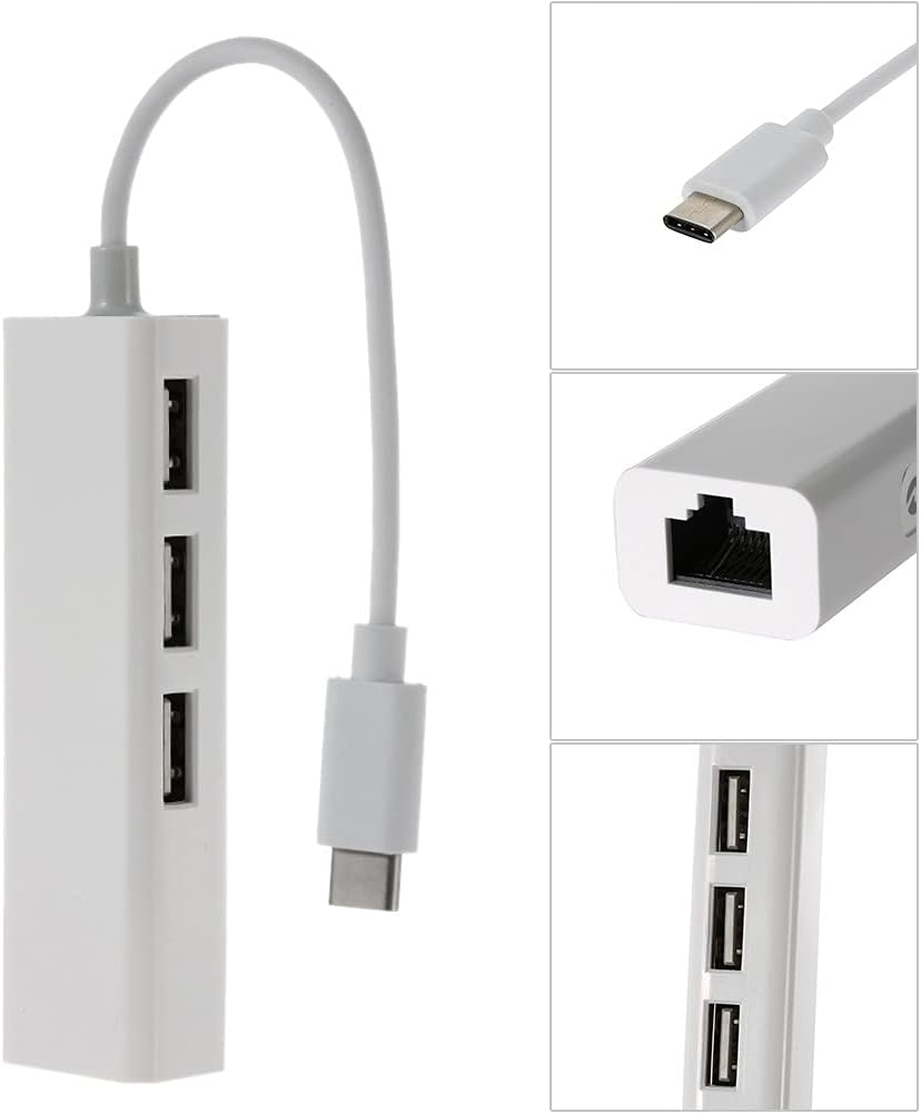 CY USB 3.1 Type C USB-C Multiple 3 Ports Hub with Ethernet Network LAN Adapter for Macbook & Chromebook image number 4