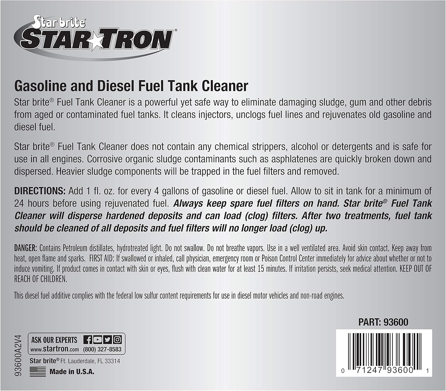 Star Tron Fuel Tank Cleaner Concentrate - Removes Sludge, Varnish & Hydrocarbon from Diesel & Regular Gas Tanks - Treats 500 Gallons image number 4