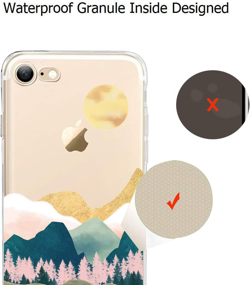 Unov Case for Iphone SE 3Rd (2022 Ver) Iphone SE 2Nd (2020 Ver) Iphone 8 Iphone 7 Case Clear with Design Embossed Pattern TPU Soft Shock Bumper Absorption Slim Protective 4.7 Inch (Sierra Mountains) - Great Wave image number 7