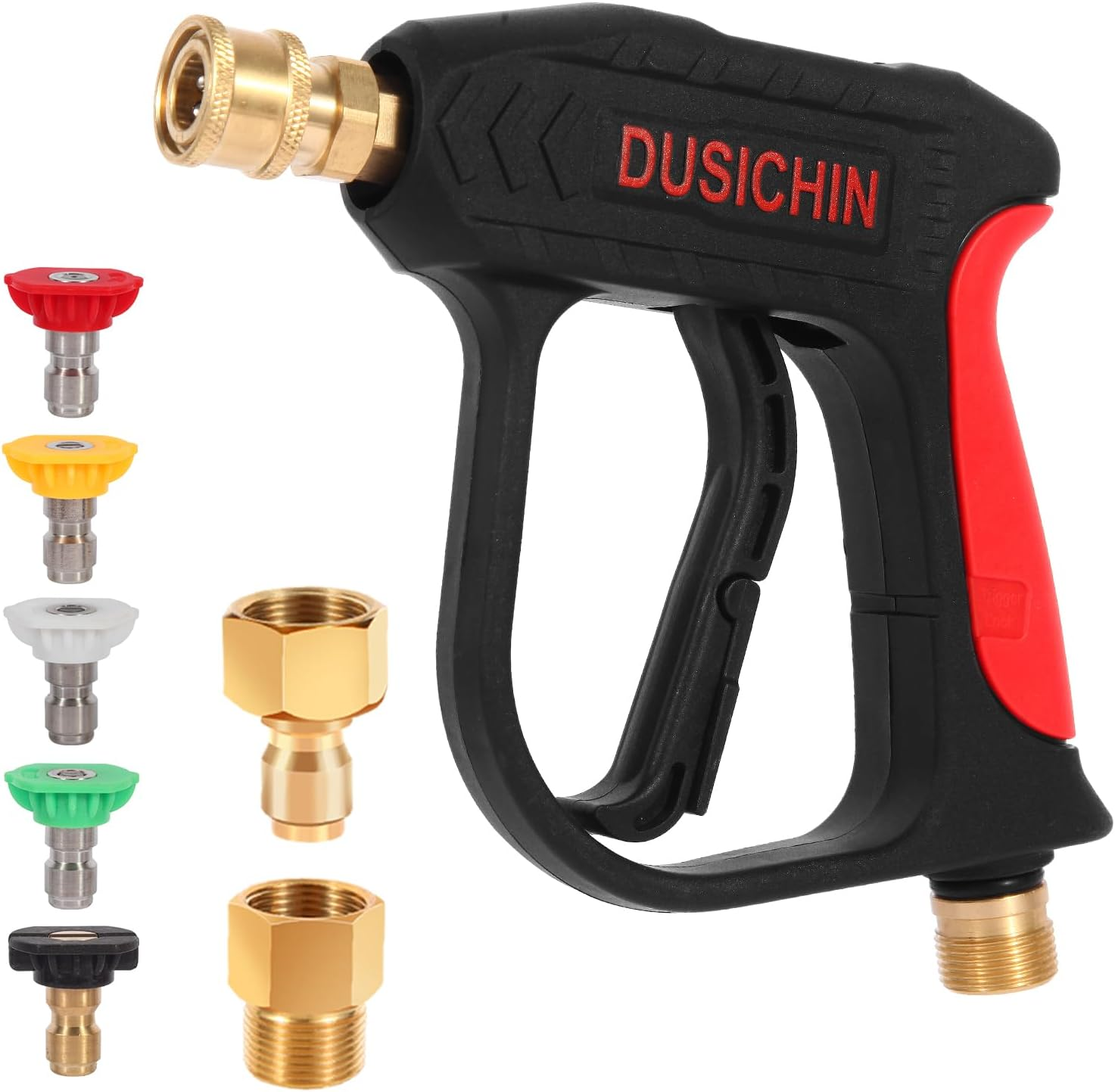 DUSICHIN DUS-220 Short Wand High Pressure Washer Handle Gun 3000 PSI Max 5 Pressure Power Washer Nozzles Tips image number 2