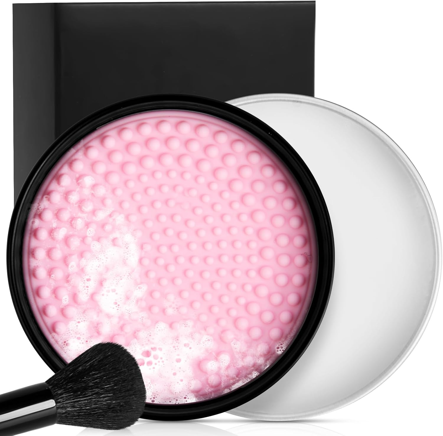 AOOWU Makeup Brush Clean Set, Brush Cleansing Balm with Deep Cleansing Pad, Solid Soap Cleanser, Easy to Clean Blenders Brushes Shampoo, Removes Shadow Color Cosmetic Colors for Daily Use Travel Set
