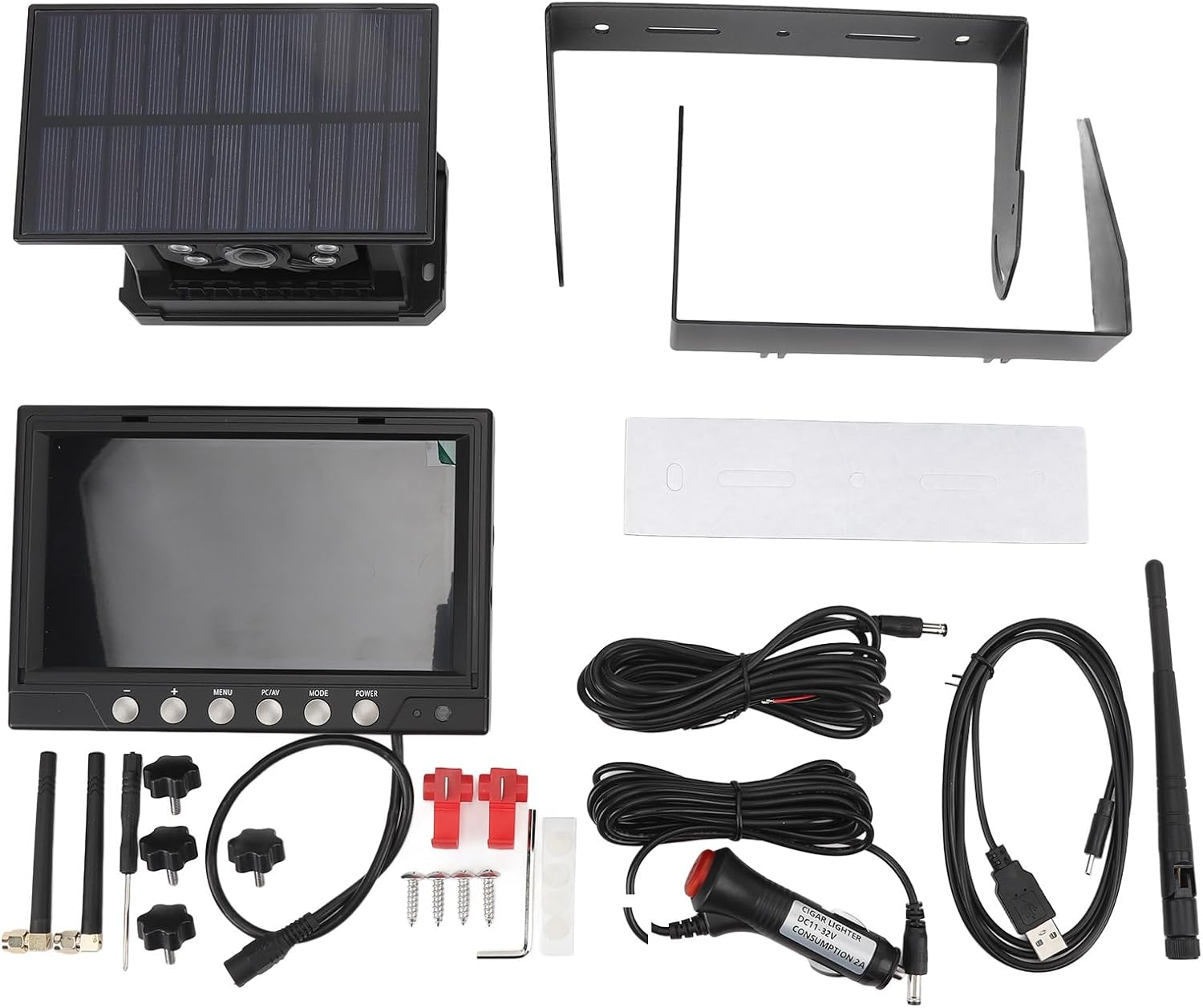 Magnetic Solar Wireless Backup Camera, HD 1080P 7'' DVR Monitor No Wiring Trailer Hitch Rear View Camera 10200 Mah Rechargeable Waterproof Night Vision Cameras for Truck Car SUV image number 3