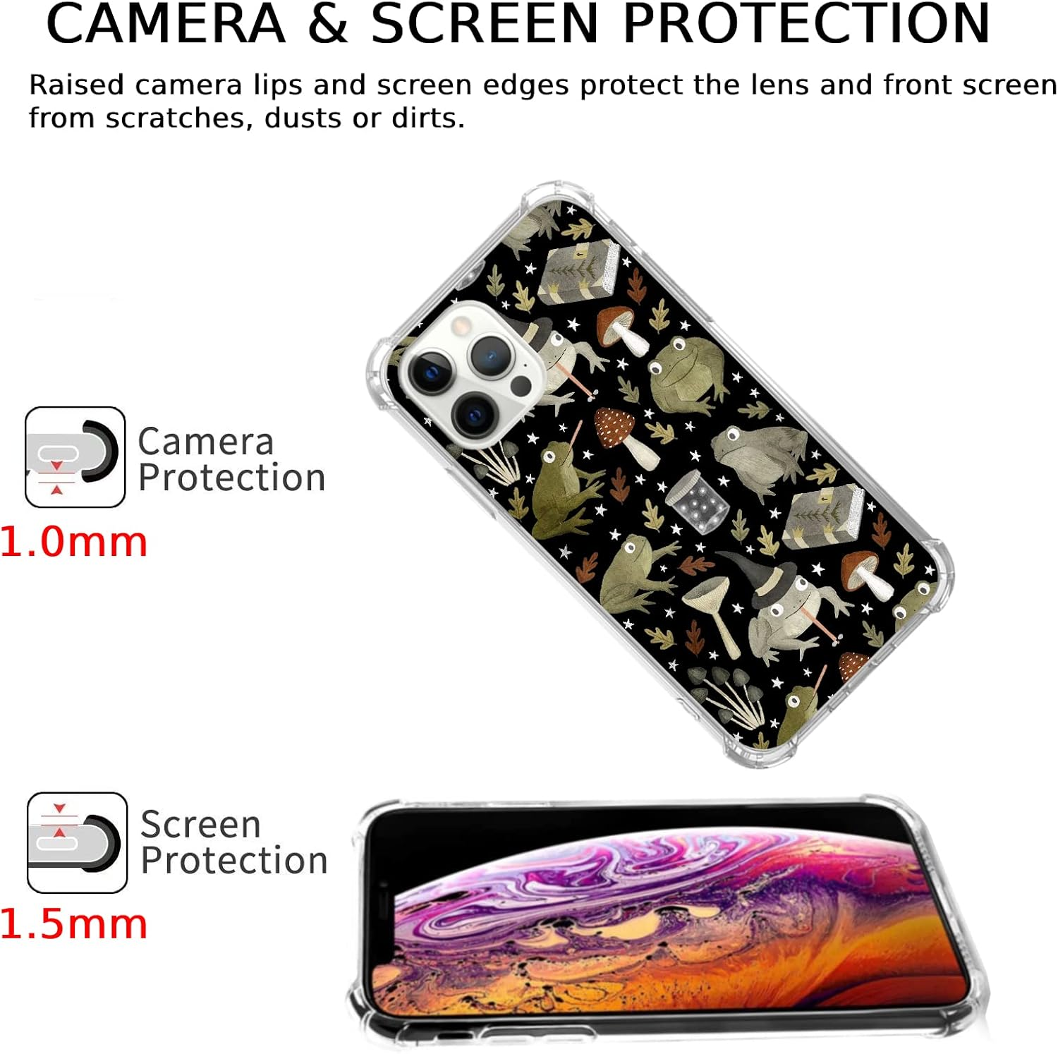 Witch Frog Aesthetic Phone Case Compatible with Iphone 16 Pro Max, Mushroom Frog Halloween Phone Case for Iphone 16 Pro Max, Cool Trendy TPU Bumper Case Cover image number 2