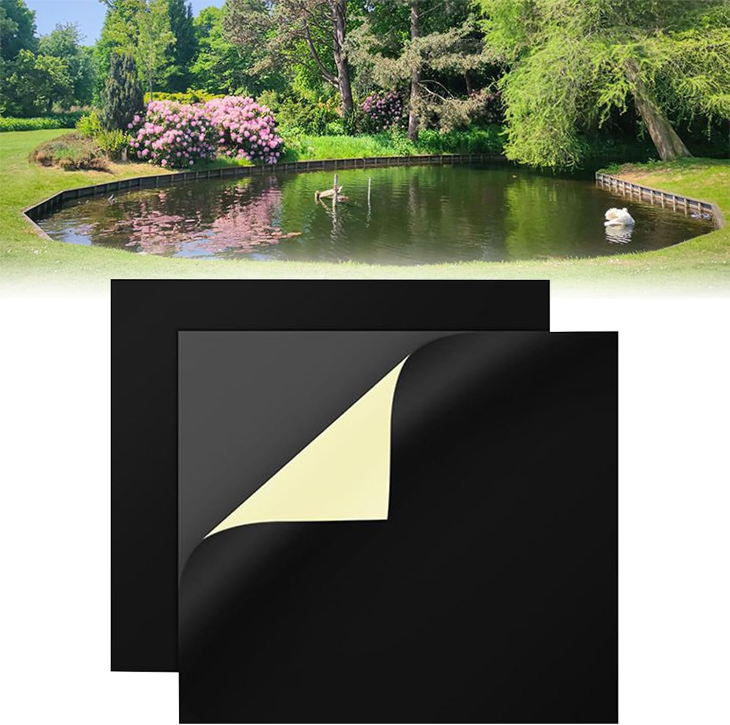 Pond Liner Repair Kit | Garden Pond Patch Cover Repair Seam - Flexible Waterproof Sealing Tape 8 X 8 Inch, Peel and Stick Seam Kit for Roof Pool Gutter Outdoor