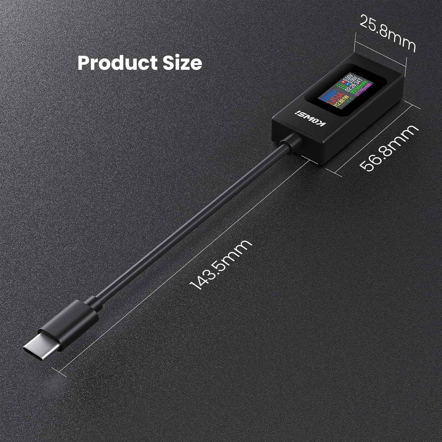 YOJOCK USB C Tester Power Meter 4-30V 0-6.5A Voltage and Current Tester Meter, USB Capacity, Temperature, Working Time Ammeter Voltmeter Power Bank Charger Detector image number 1