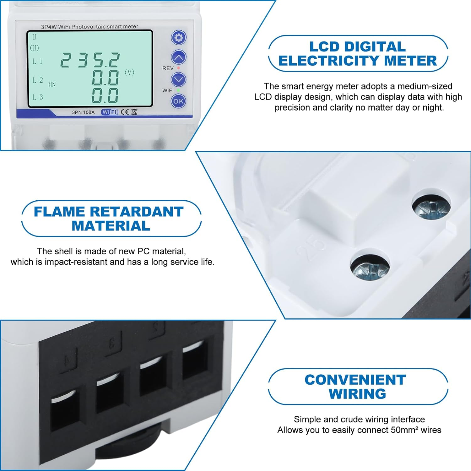 Inncen 100A 3P4W Wifi Photovoltaic Meter 3 Phase Recloser Switch Intelligent Reclosing Protector, Wifi Intelligent Circuit Breaker
