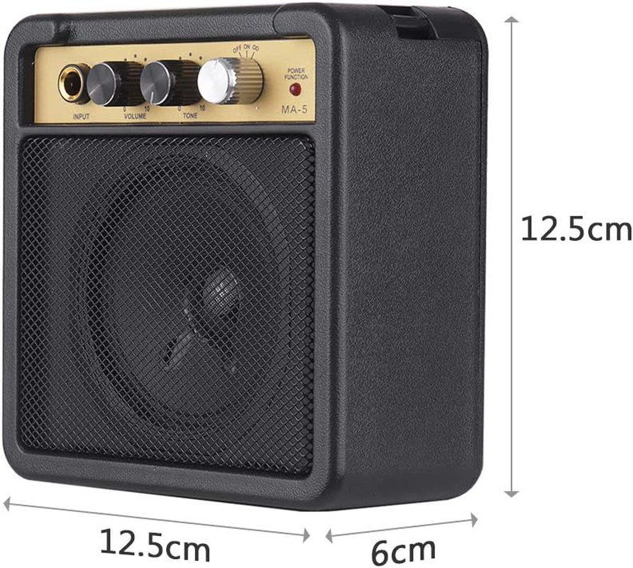 ACAGALA Mini Guitar Amplifier Amp Speaker 5W with 6.35Mm Input 1/4 Inch Headphone Output Supports Volume Tone Adjustment Overdrive image number 4