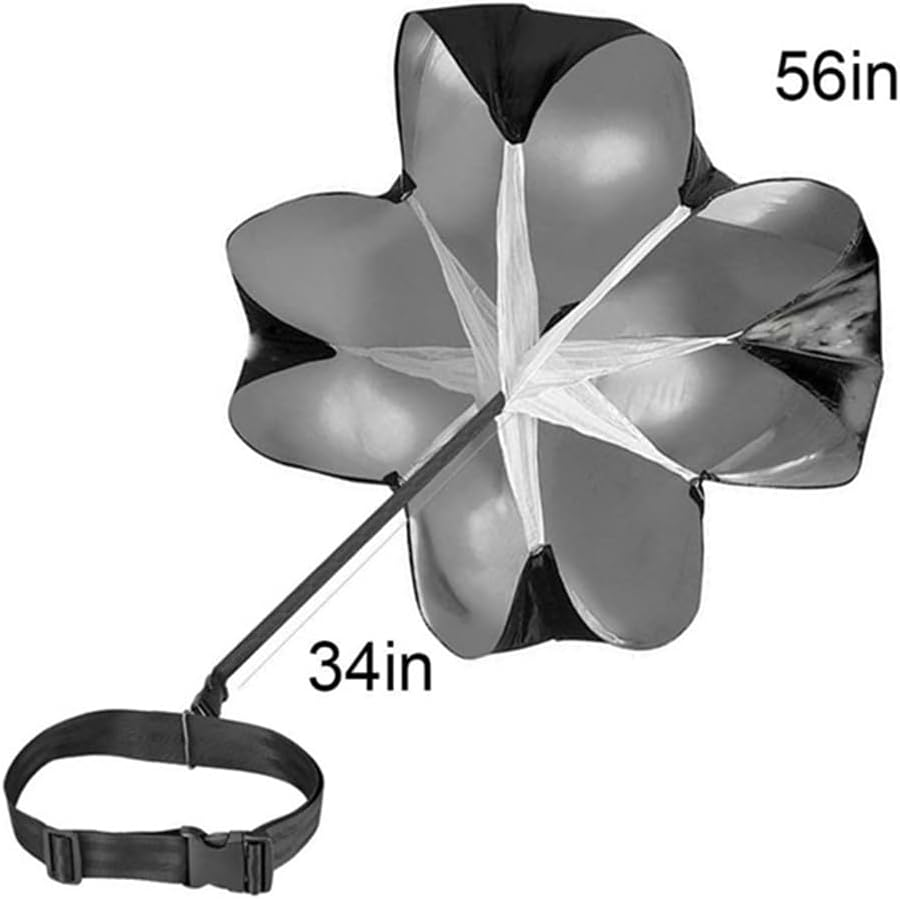 Running Speed Training Soccer Training Resistance Parachute Strength Speed Training Kids Teens and Adults 1.45X1.45M Easy to Use White&Black