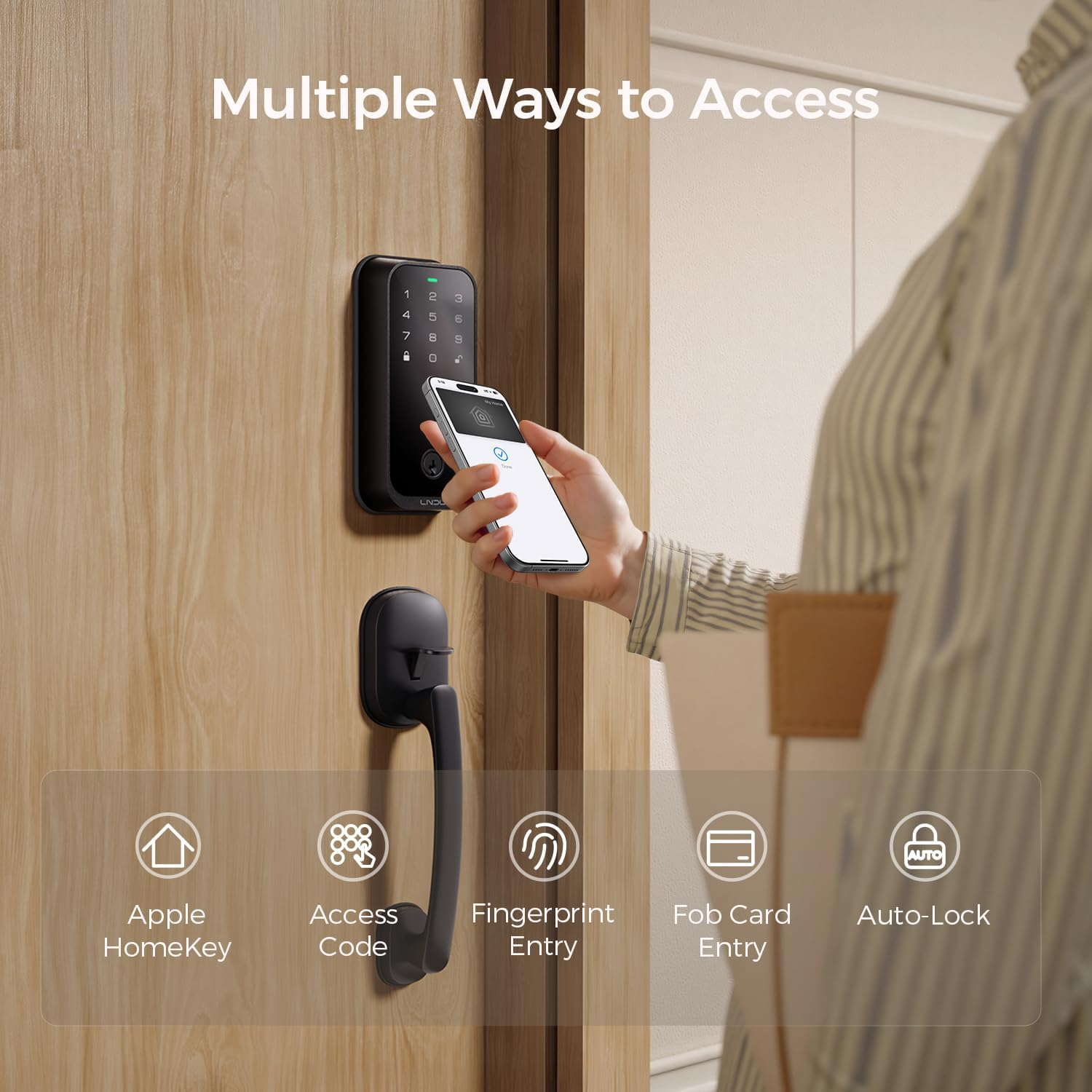 Connect Smarthome Smart Deadbolt Lock with Home Support &ndash; Fingerprint & Siri Control, Apple Home Key Access via Iphone or Apple Watch, DIY Install for Australian Doors image number 1