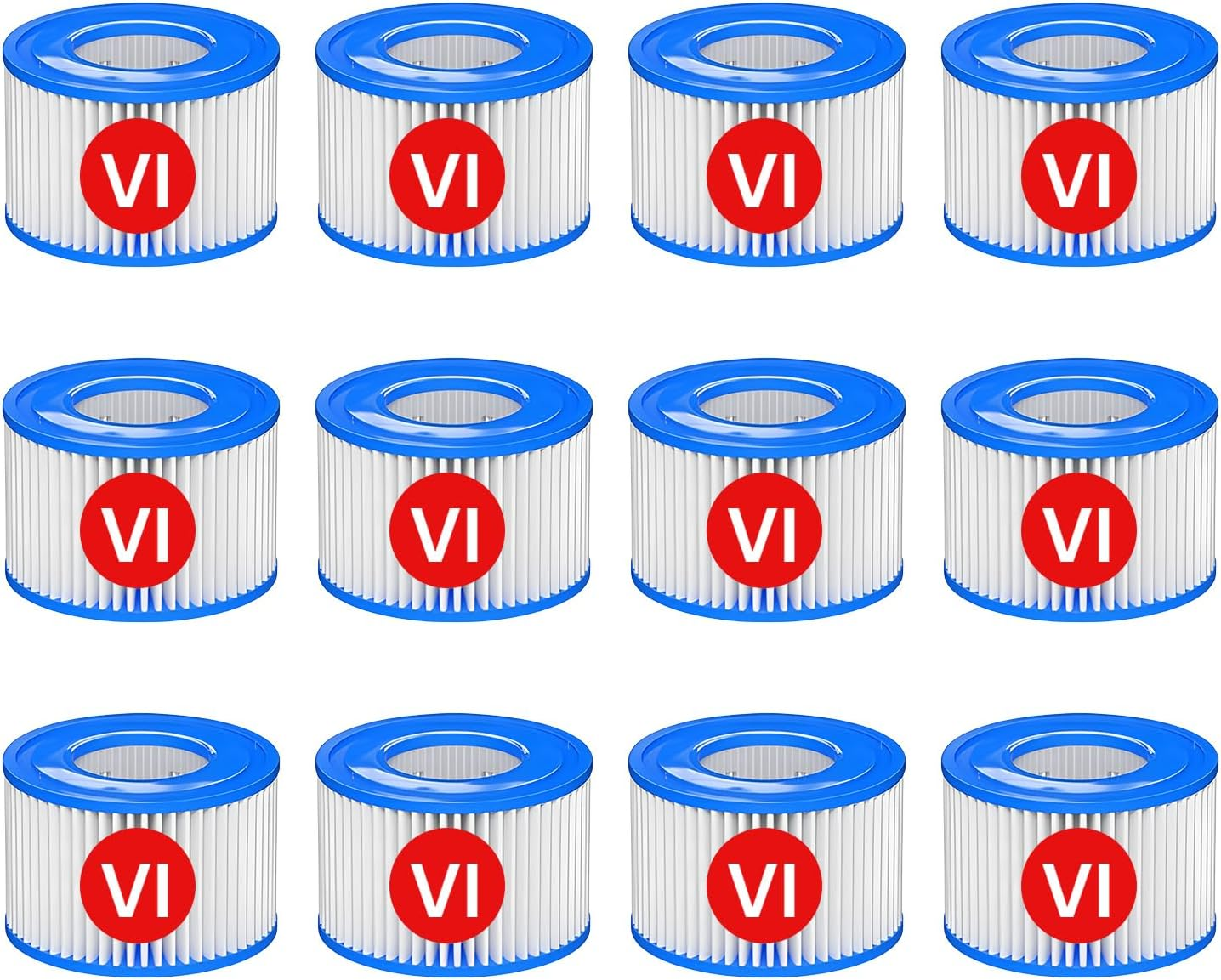 Yazoni 12 Pack Type VI Hot Tub Filter Cartridge, Funsicle Pool Filters, Compatible with Lay-Z-Spa BESTWAY VI Swimming Pools Pump, Filter Cartridge Replacement for above Ground Summer Waves Pool, Kids