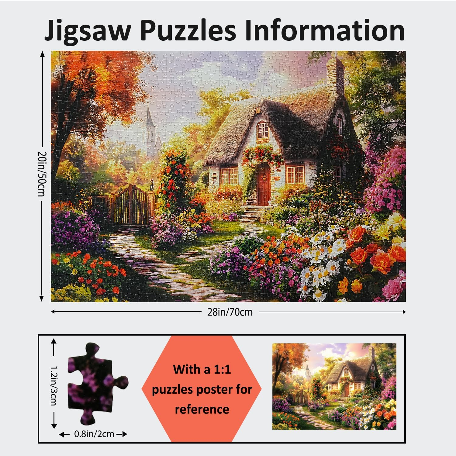 Jigsaw Puzzles for Adults 1000 Pieces Impossible Hard Difficult Challenging Puzzles for Adults 1000Pc Puzzle Country Garden House Landscape Jigsaw Puzzle 1000 Pieces 28 X 20 Inch image number 5
