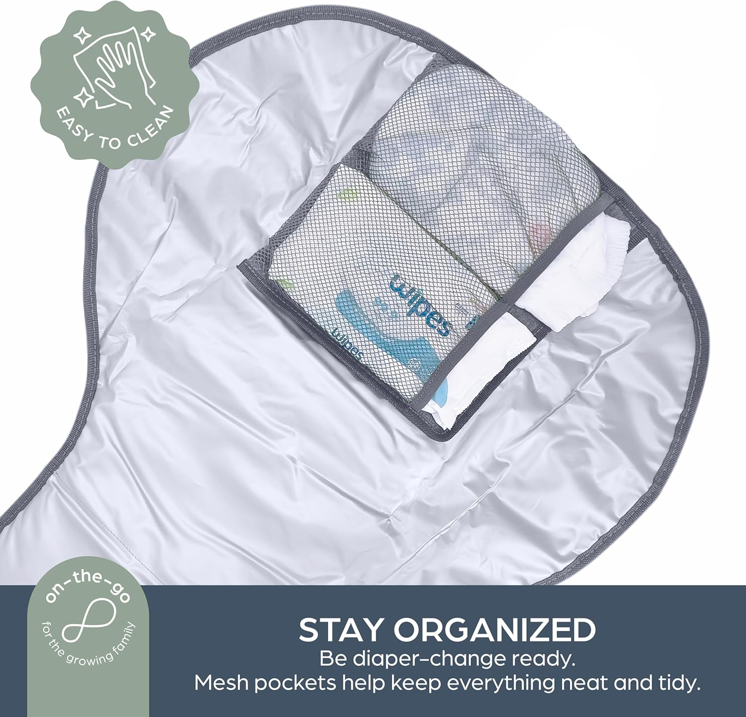 Dreambaby Fold and Go Baby Changing Pad - Portable Diaper Changing Pad - Organizer Pockets, Cushioned, Foldable Changing Mat Fits in Diaper Bag for Easy on the Go Diaper Changing Pad, Great for Travel image number 6