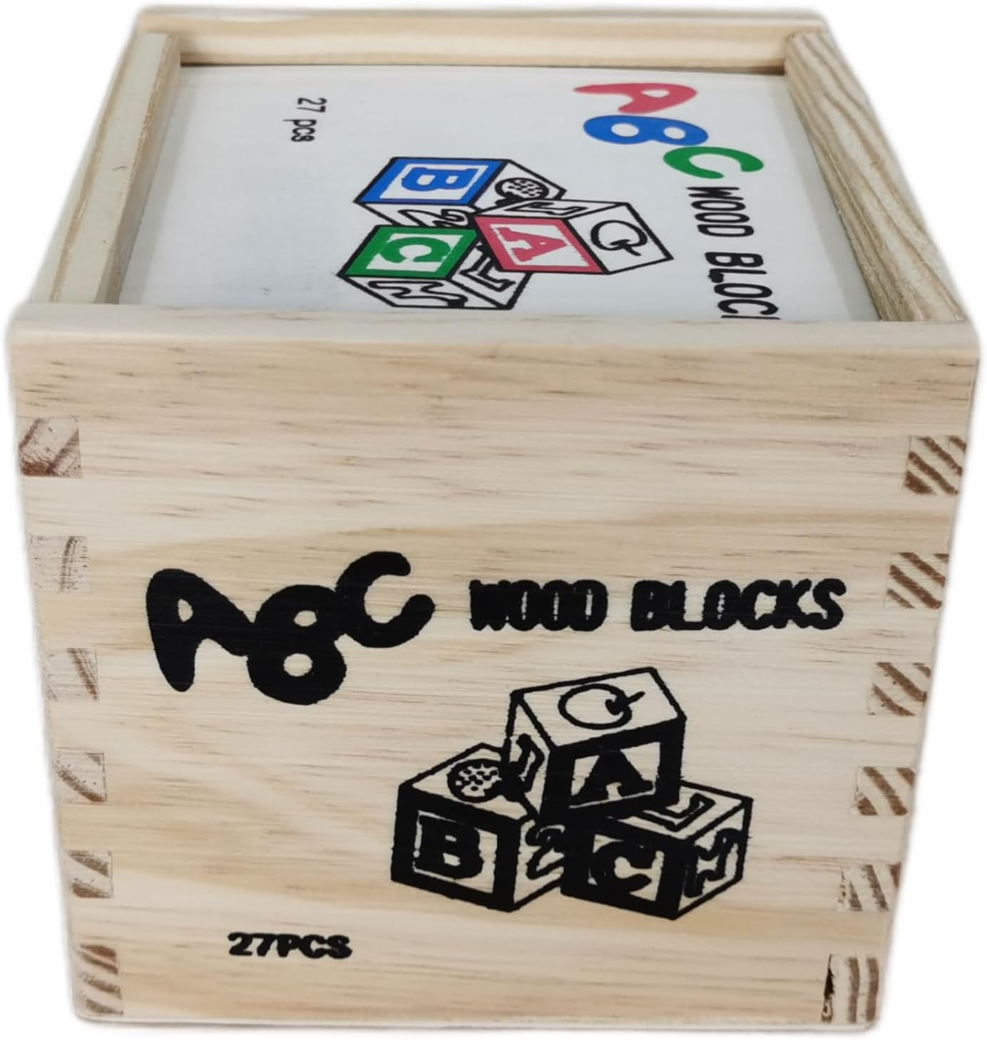 Wooden Baby Block Set with Alphabet Numbers Patterns for Preschool Learning, Toddler Montessori Educational Wooden Toys for Baby Boys or Girls Gift, Wood ABC Letter Blocks & 123 Number Blocks