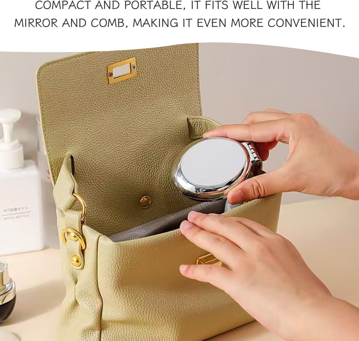 2 Pieces Folding Comb Mirror, Portable Travel Comb, Air Cushion Massage Comb, Daily Hair Care Comb, Women'S Makeup Mirror Comb image number 2