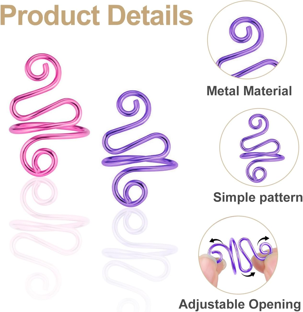 6 Pcs Crochet Ring, Funcyboo Tension Rings Adjustable Hook Knitting Crochet Yarn Tension Ring Yarn Holder Loop Ring for Knitting Lovers Crocheters (6 Colors) image number 4