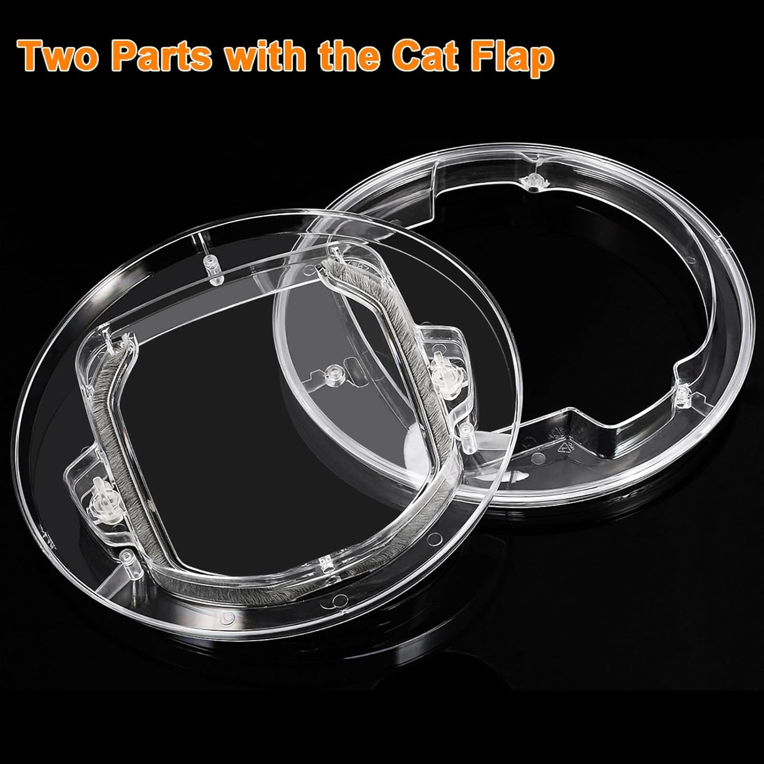 Cat Flap Door 4 Way Locking Small Pet Noise Reduction Stable Durable ABS Material for Interior Exterior Doors, Dog Window Gate round Clear Extra Large Cats Kitten Dogs Puppy Do image number 1