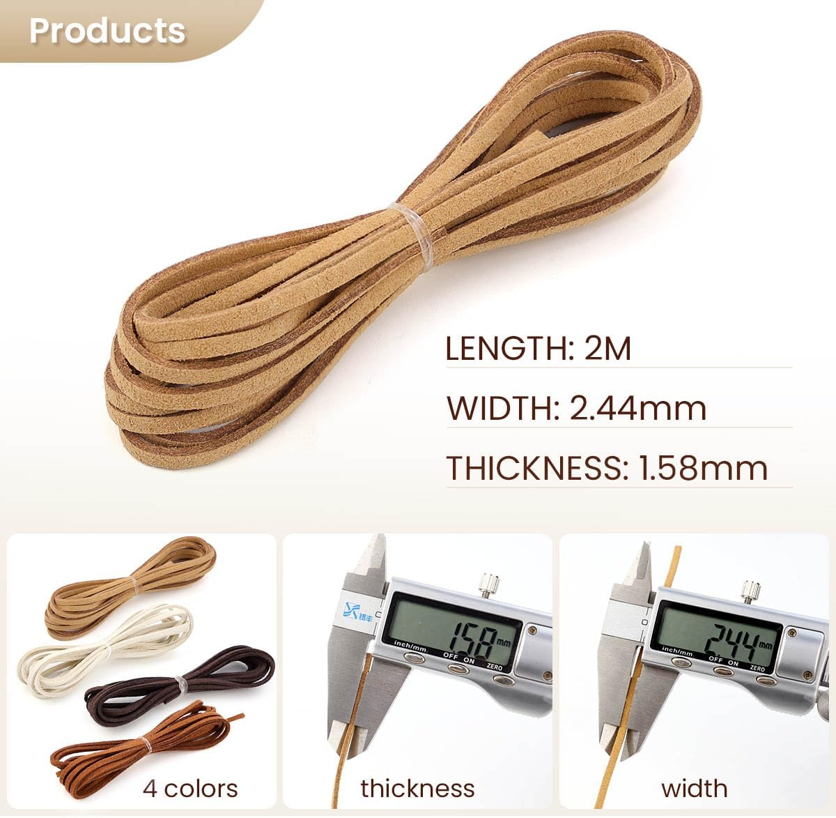 Leather String Suede Cord Leather Cords Rope String for Jewelry Making Necklace Bracelet Art Crafts Beading (4 Colors,3Mm X 2.2 Yard) image number 5