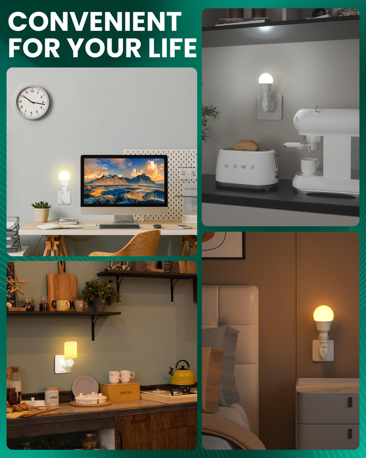 Lamptobe Night Light Plug In, E14 LED Light Bulb Socket Holder with On/Off Switch 2-Prong Outlet to Bulb Socket Adapter for Bedside Light, Night Light