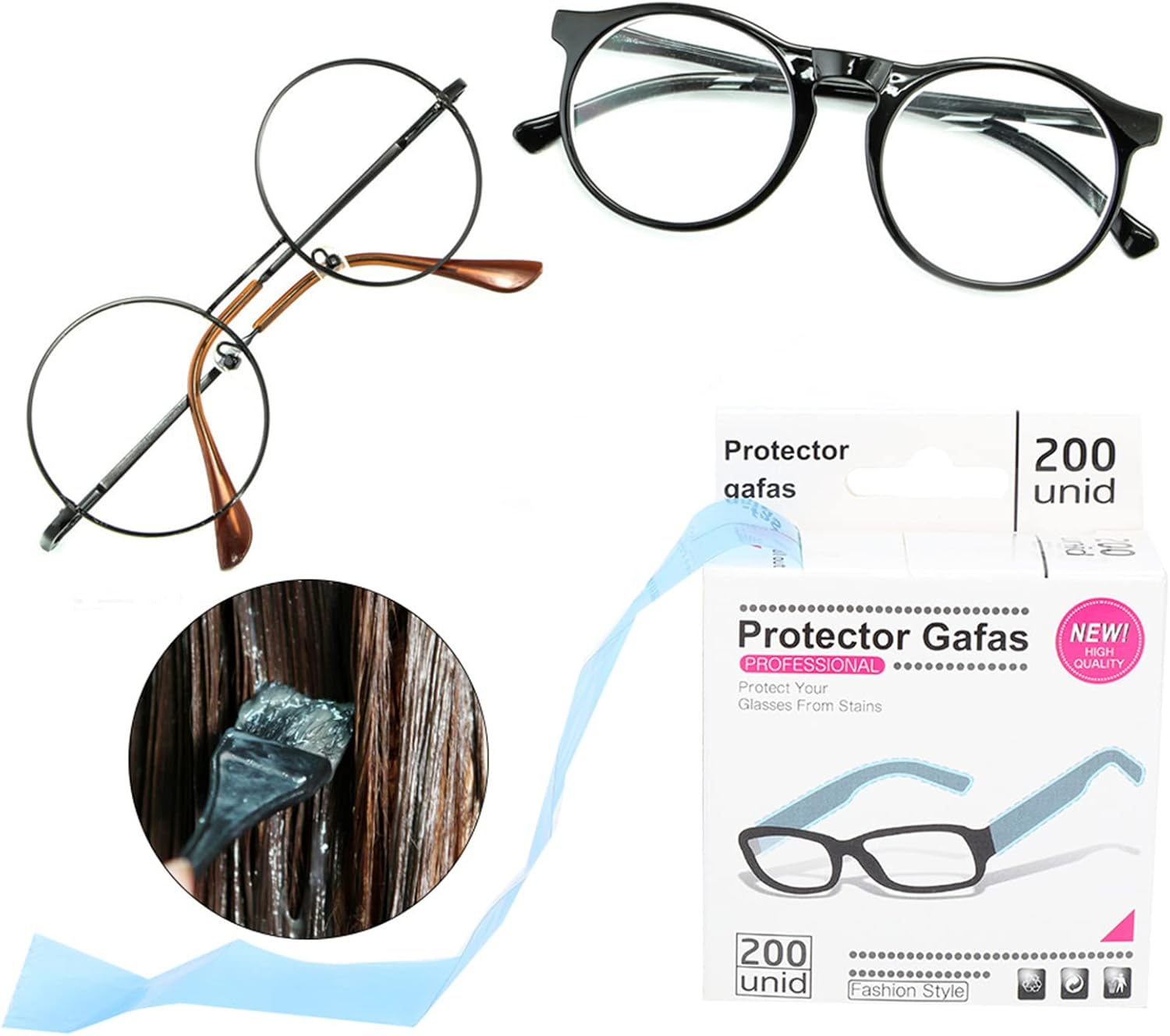 Eyeglass Sleeves, Disposable Glasses Leg Sleeves Cover Hairdressing Hair Coloring Protector Accessory, Prevents Glasses Legs from Being Dyed (Glasses Protective Cover) image number 4