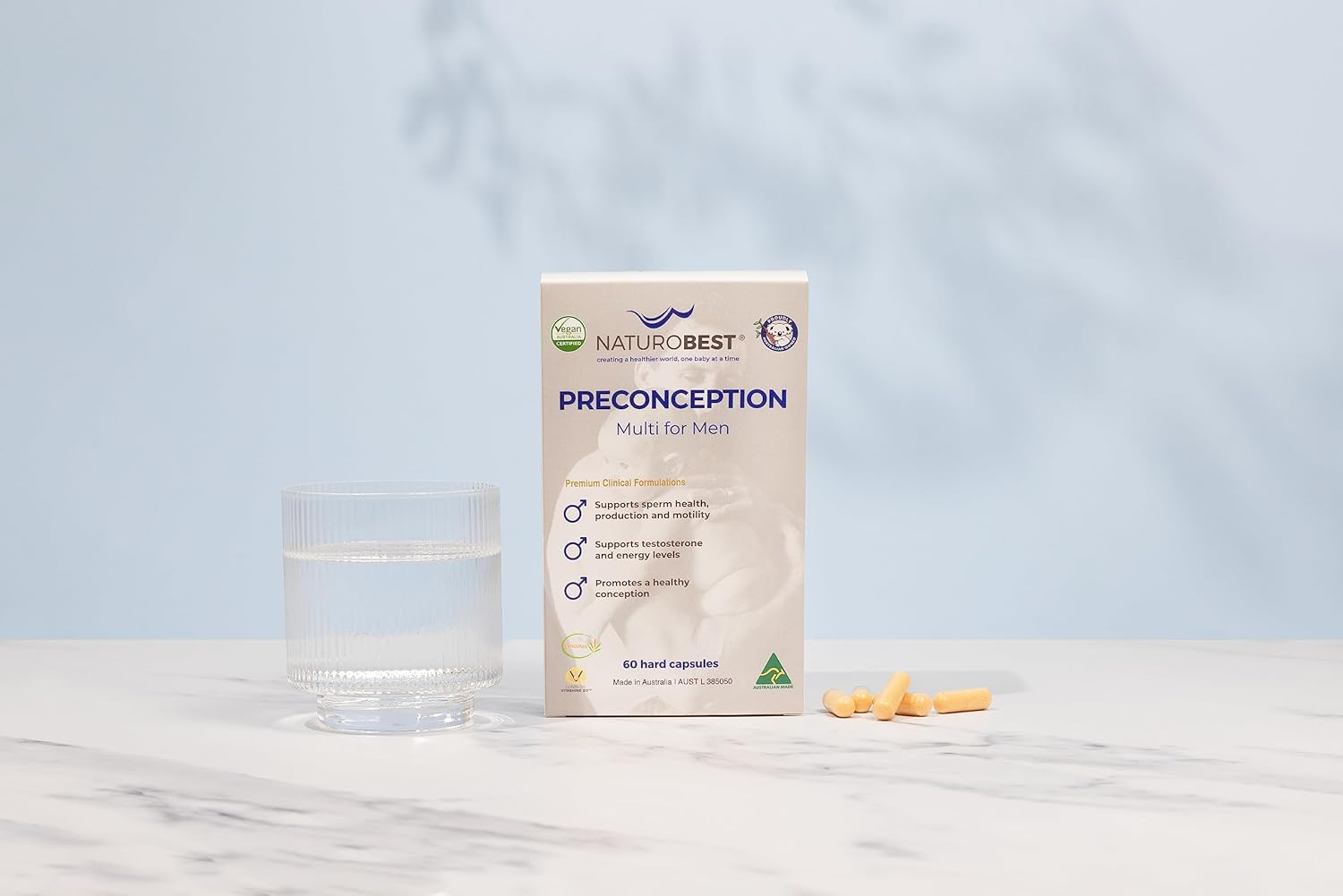 NATUROBEST Preconception Multi for Men, Vegan-Friendly Vitamin Supplement for Supporting Sperm Health, Testosterone Levels & Healthy Conception, 60 Capsules image number 5