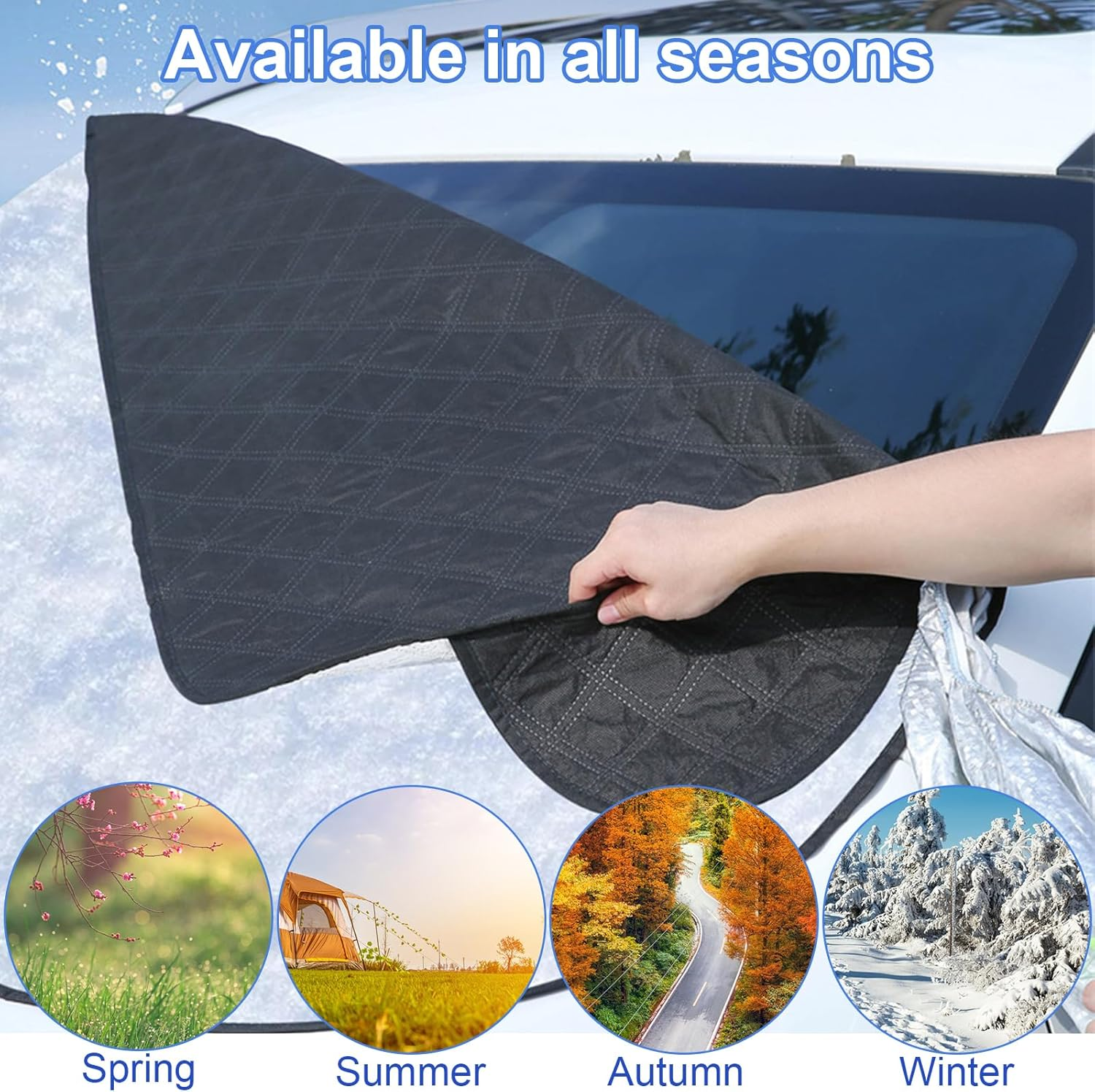 Car Windshield Sun Shade, 2024 Reflector Sunshade Cool Reflective Sun Blocker, Universal Foldable UV Ray Sun Visor Protector, Front/Side Blocking Sunlight & Heat Insulation Cover (Large for Suvs) image number 3