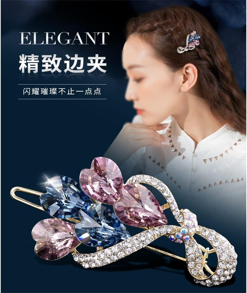 Rhinestone Hairpin,Crystal Barrette,Curl Hair Clip,Hairpin Side Clip Rhinestone Wild Small Hairpin Hairpin Hairpin One Word Clip Bangs Clip (Color : B, Size : 5.7 * 2.6Cm)
