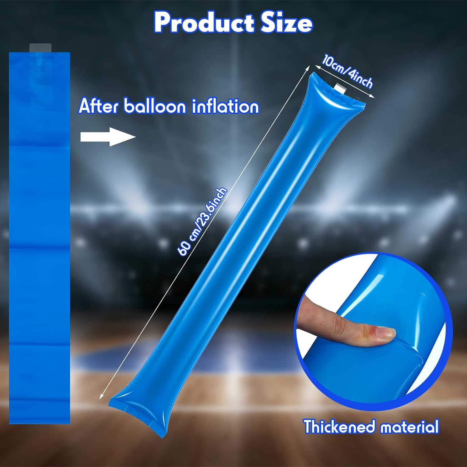 120 Pcs Thunder Sticks Thicken Bam Bam Plastic Cheering Sticks Inflatable Noise Makers for Sporting Events Team Spirit Cheerleading Stick for Sporting Cheers Basketball Football Dance Party - Red image number 7