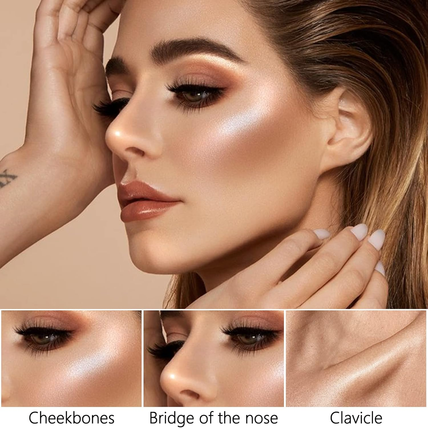 Contouring Stick, Highlighter and Bronzer Contour Pen, Creamy Texture, Long-Lasting Contours, Brightens the Face Make-Up Contouring Pen for Face and Neck (2 Pieces, 10) image number 3