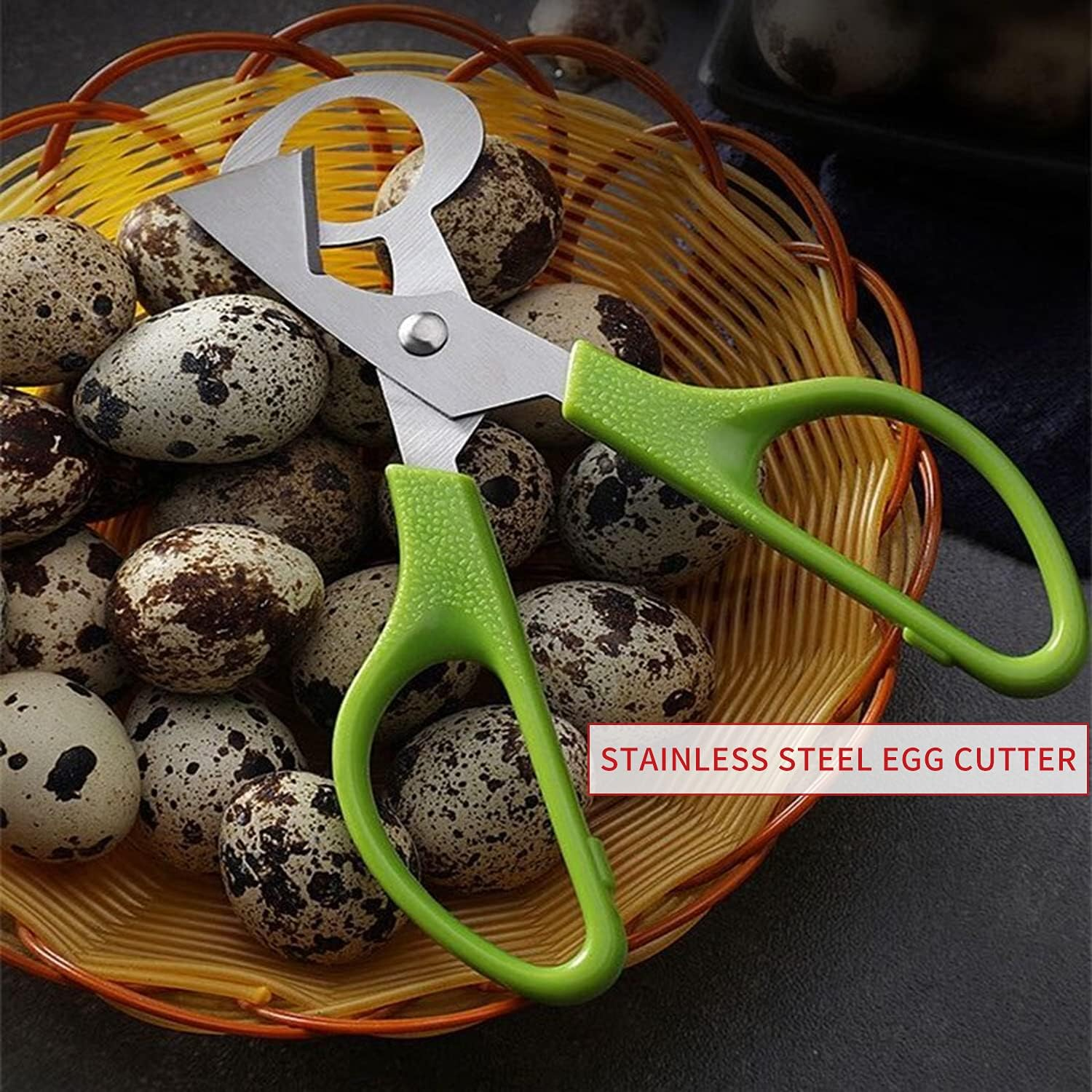 Quail Egg Scissors, VOSSOT Stainless Steel Egg Cutter, Small Egg Scissors, Quail Eggs, Kitchen Tool, Egg Shell Scissors, Quail Egg Opener for Home, Restaurant, Kitchen (Green) image number 4