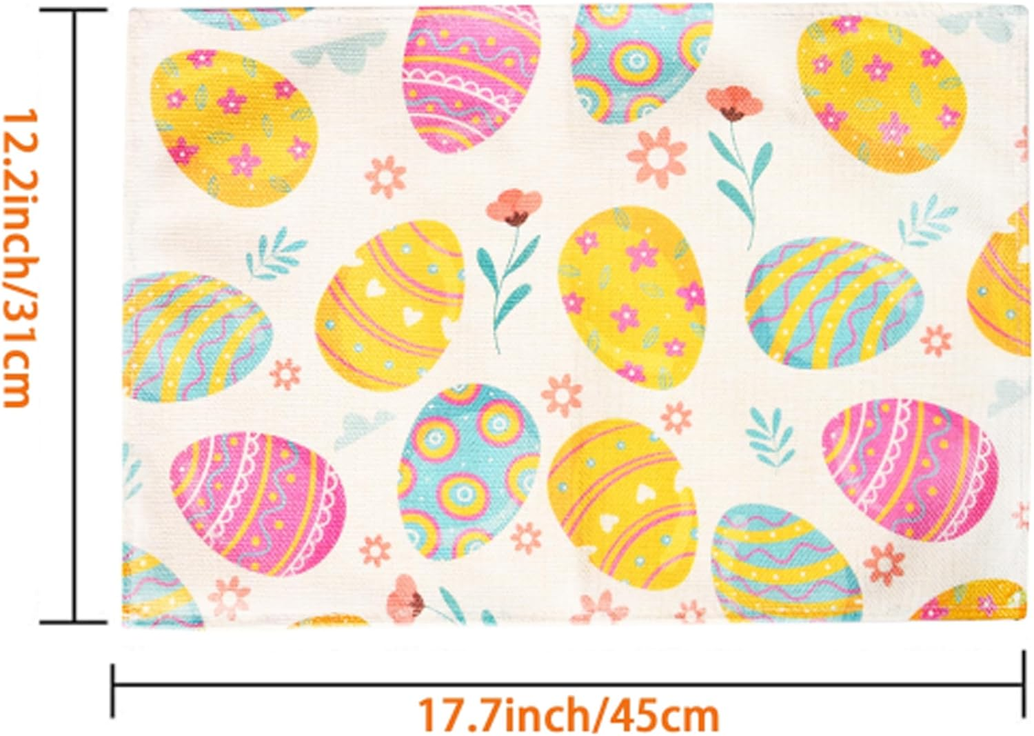 Moffris Happy Easter Egg Placemats Set of 6, 12X18 Inch Easter Spring Table Mats for Table Indoor Home Party Decor