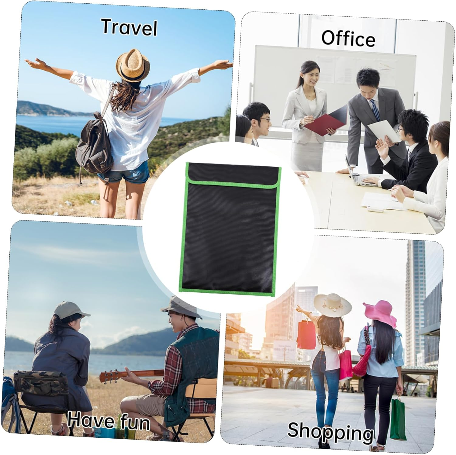 Housoutil 1Pc Fire Resistant Document Bag Capacity File Storage Pouch for Office Travel Smooth Zipper Design for Safeguarding Passports Certificates Valuables image number 1